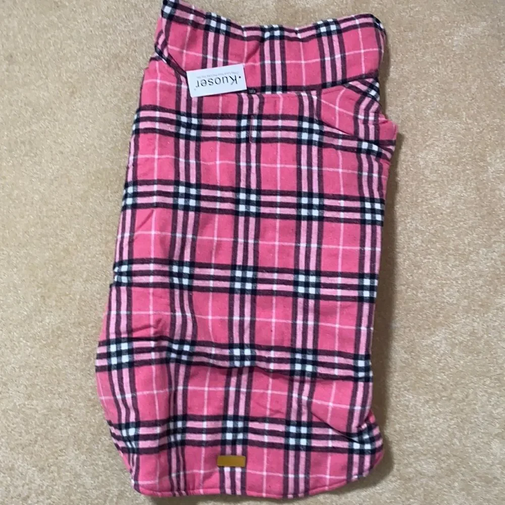 Kouser Plaid/Plain Reversible Dog Coat 3XL NWT